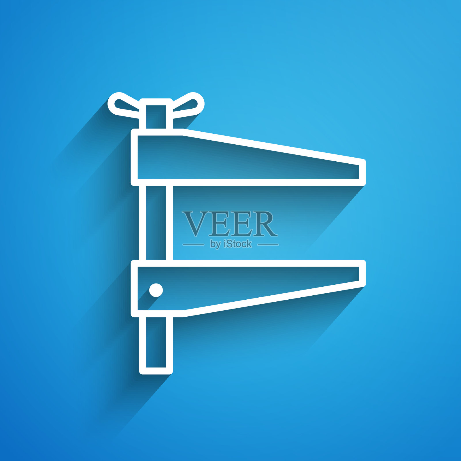 白色线夹钳工具图标隔离在蓝色图标素材