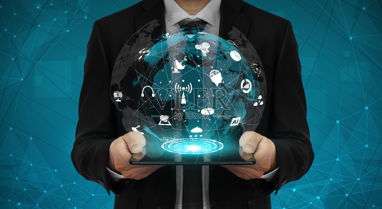 智慧城市的先进通信和全球互联网网络连接照片摄影图片