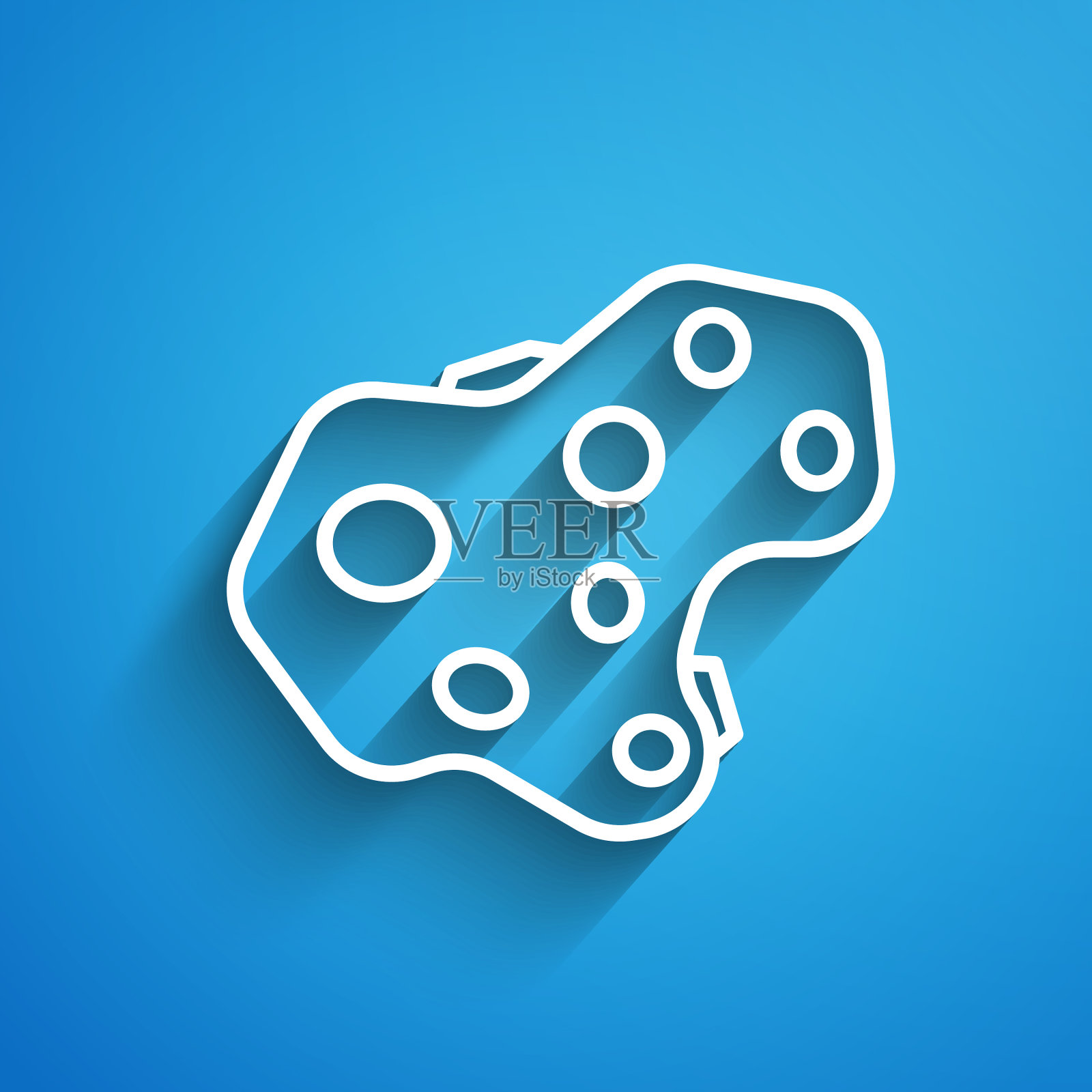 白色线的小行星图标孤立在蓝色插画图片素材