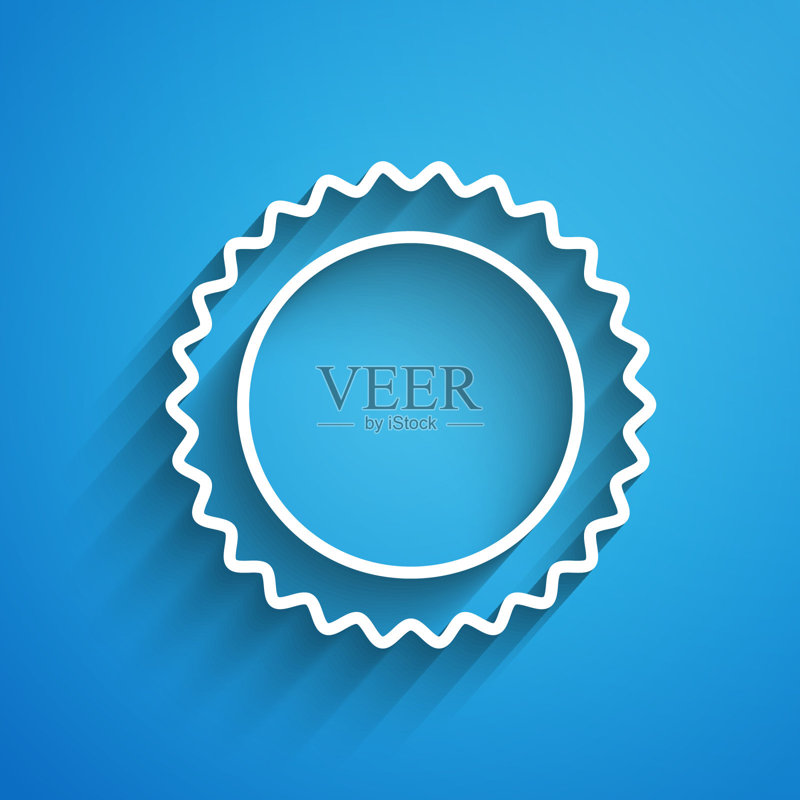 白色线太阳图标孤立在蓝色背景图标素材