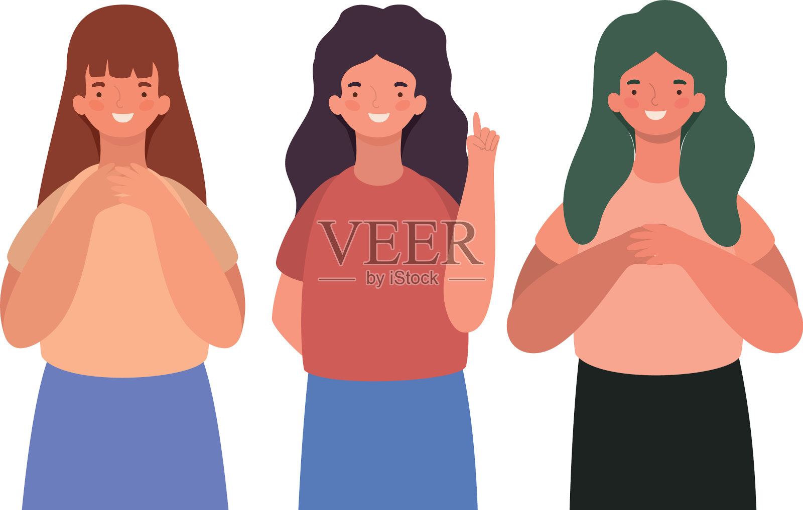 孤立快乐女性卡通设计插画图片素材