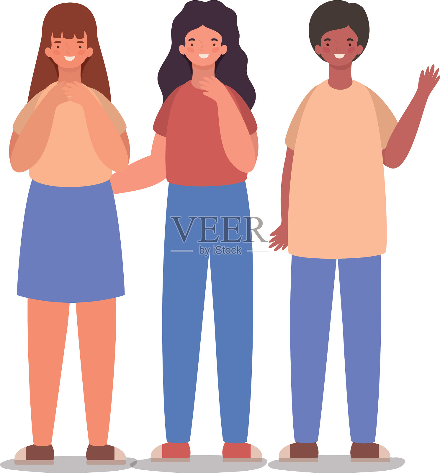 快乐的女人和男人卡通设计插画图片素材