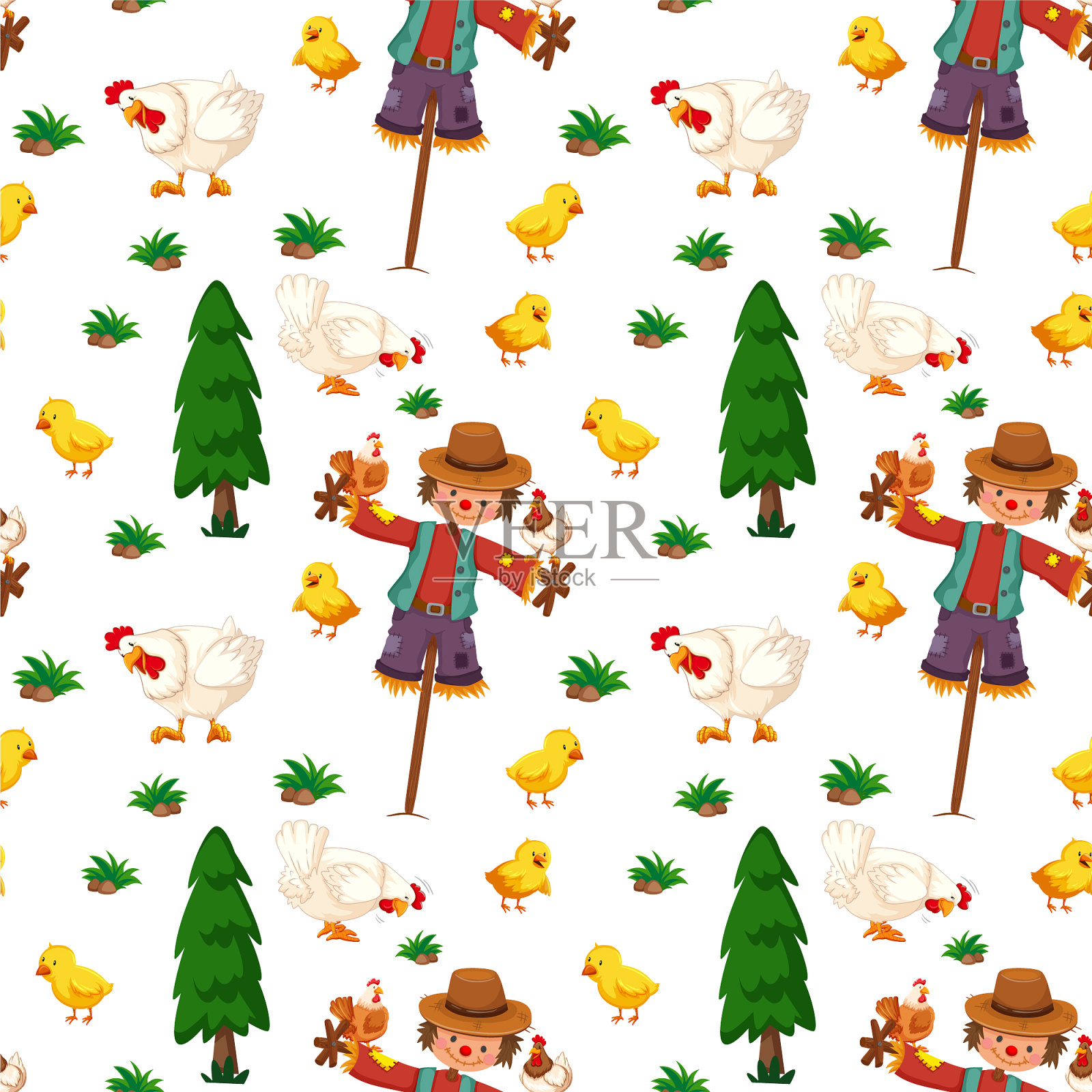 农场动物群无缝模式插画图片素材