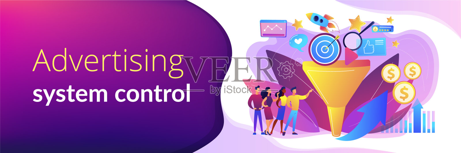 营销漏斗概念横幅标题插画图片素材