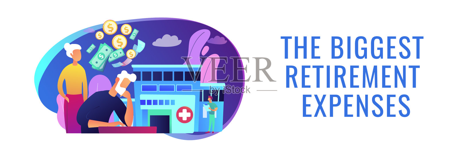 医疗保健费用退休人员概念横幅插画图片素材