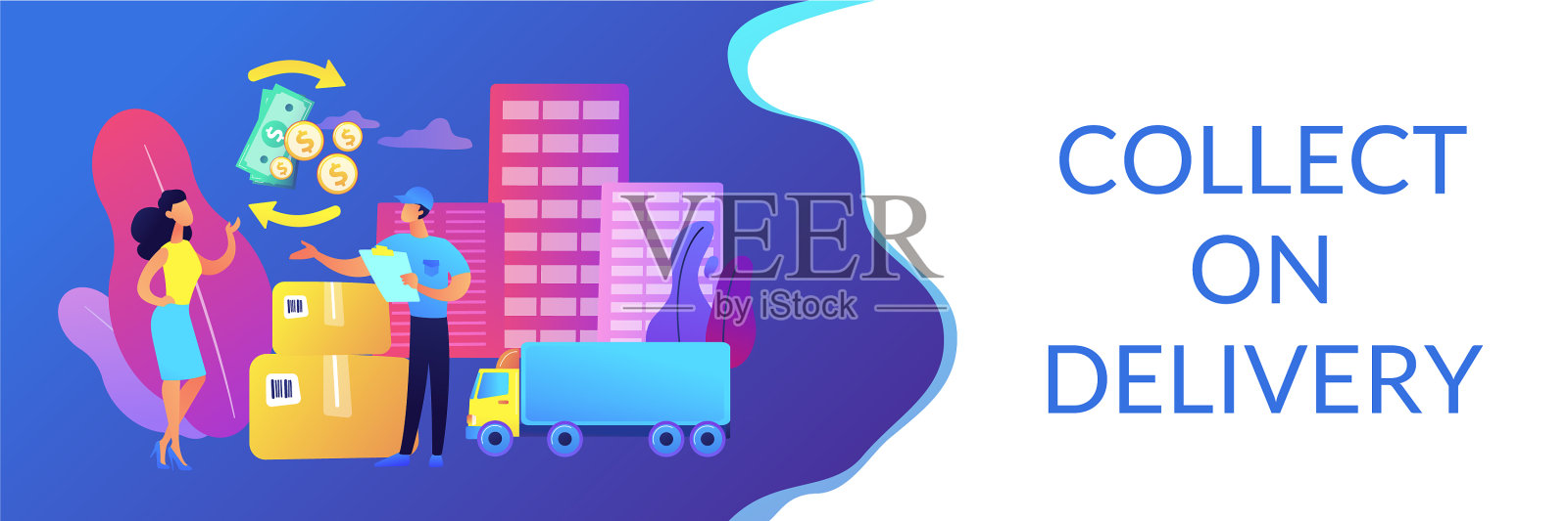 货到付款概念横幅标题插画图片素材