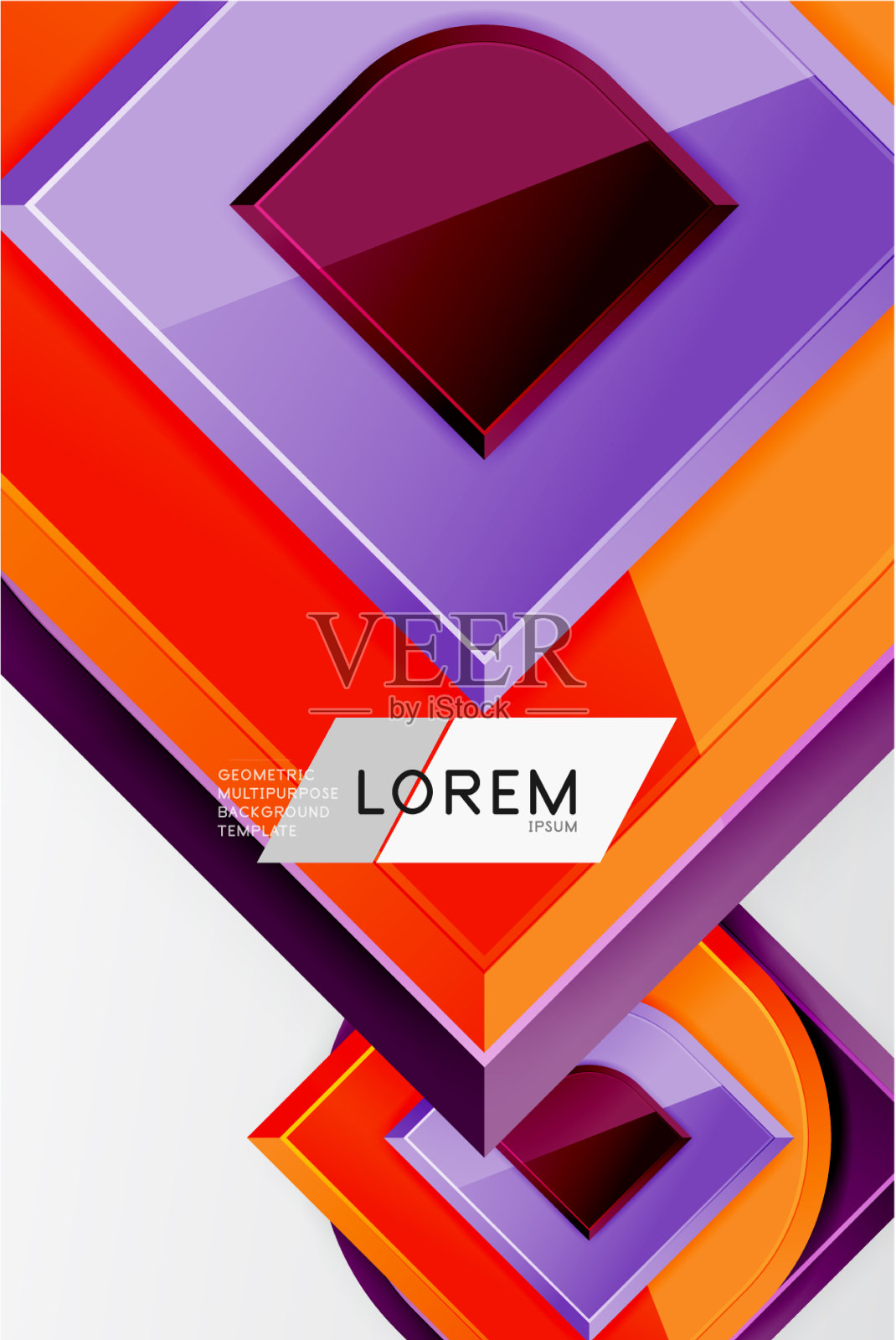 光滑的玻璃方块与圆形元素几何插画图片素材