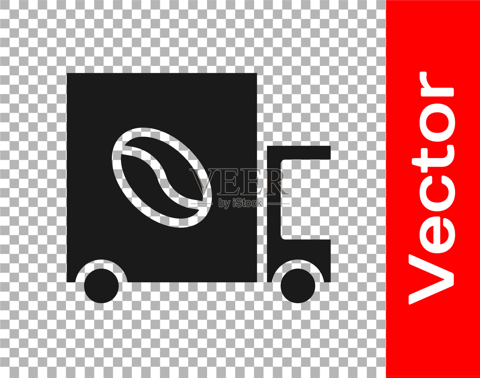 黑咖啡街头卡车机图标隔离插画图片素材