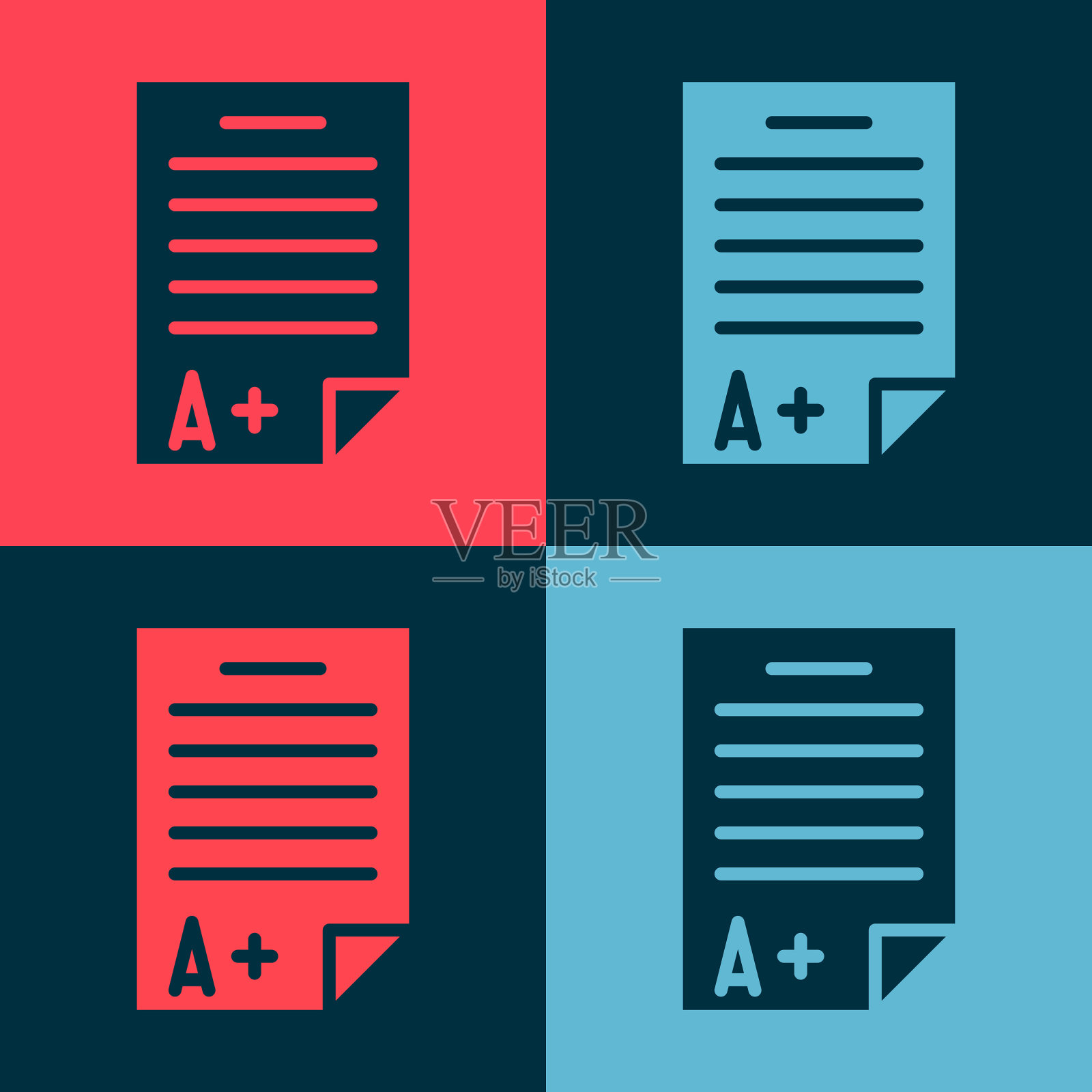 波普艺术考试表与加级图标孤立插画图片素材