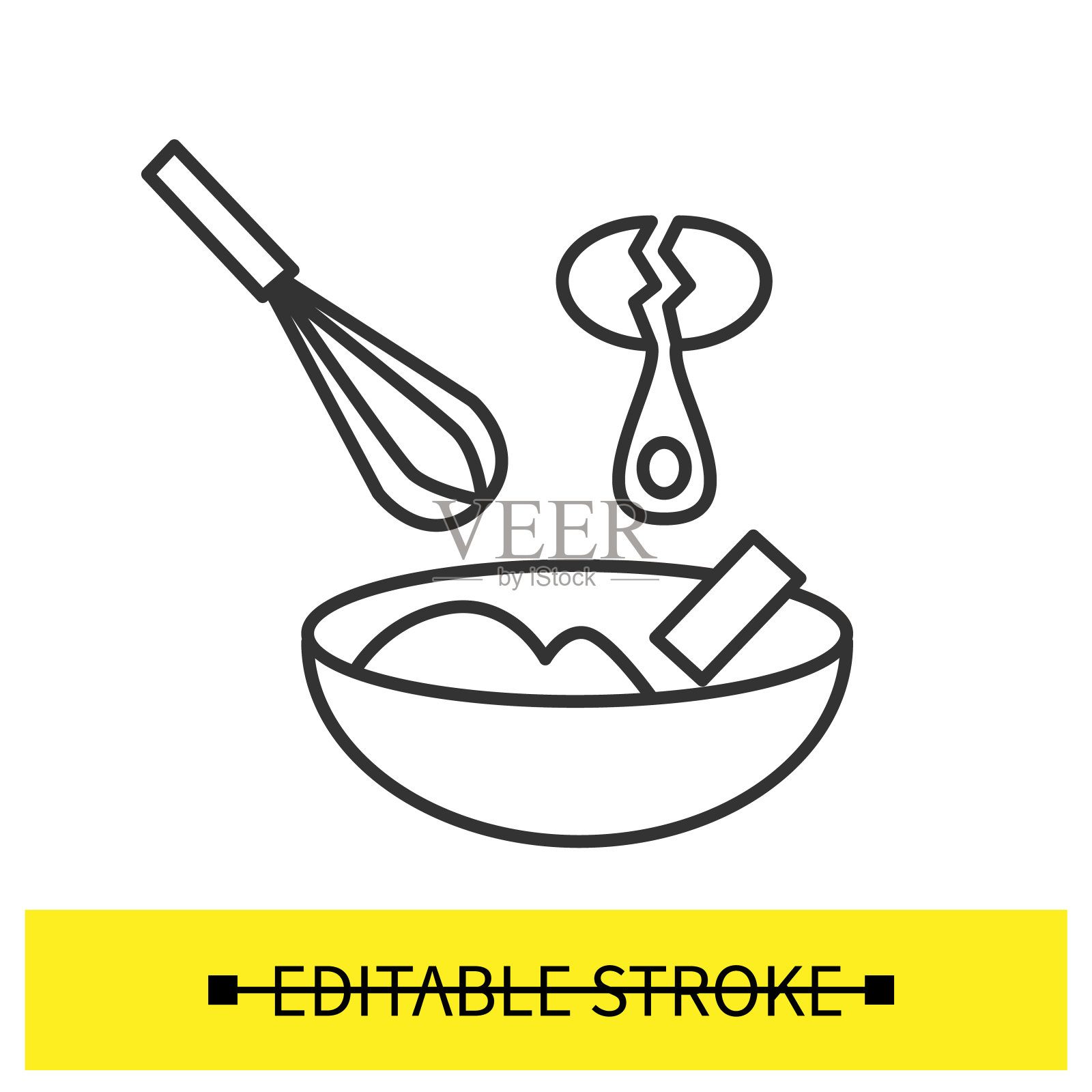 面团混合图标。添加鸡蛋和黄油到甜甜圈干成分矢量插图插画图片素材