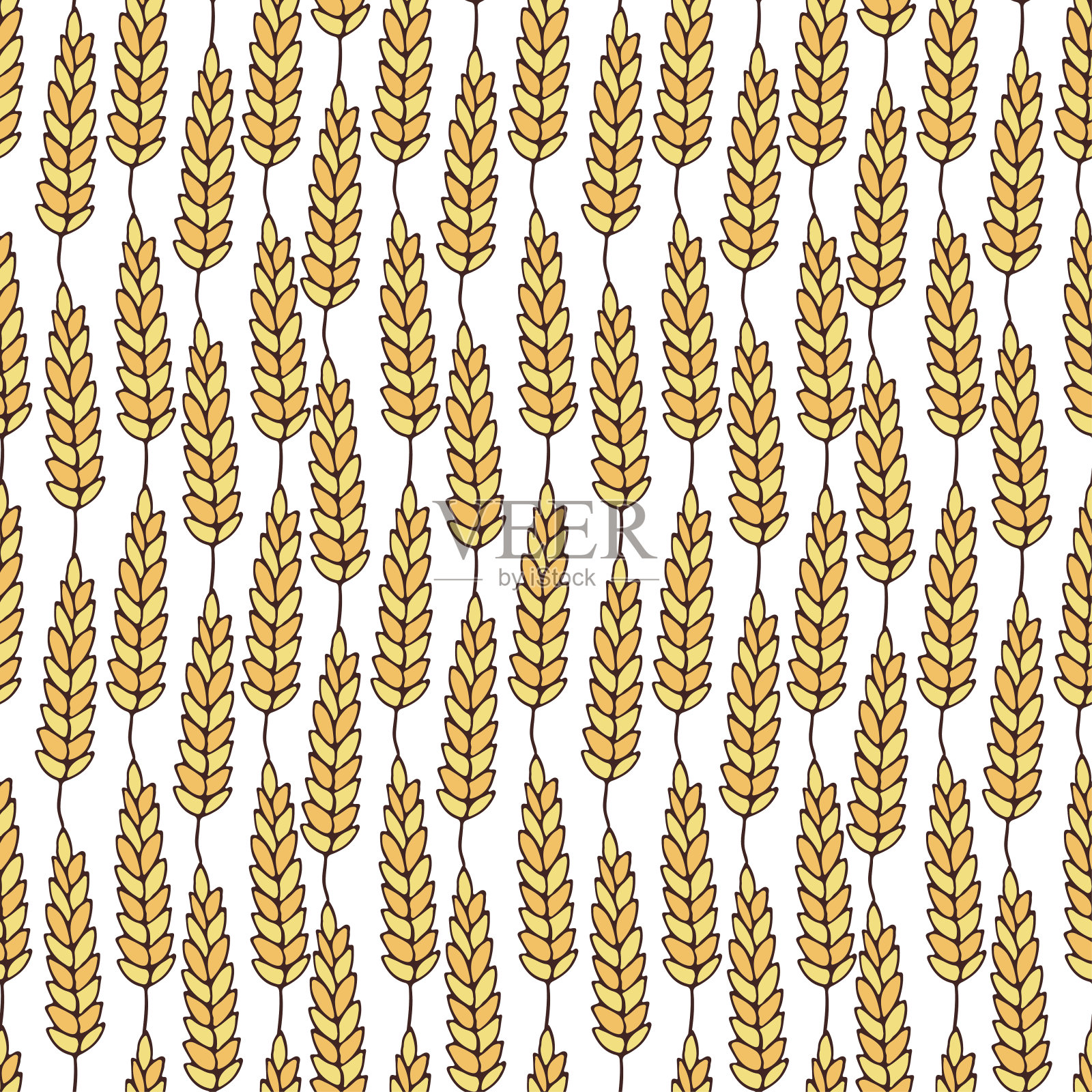 与小麦小穗的模式。季节性无缝的背景。矢量插图。插画图片素材