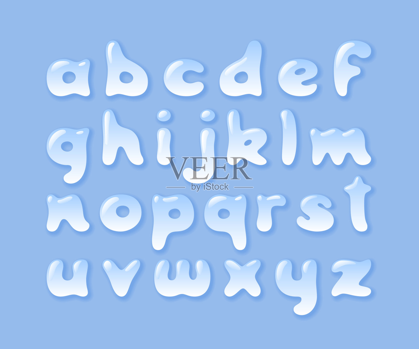 矢量平滑字母与闪光的水泡效果设计元素图片