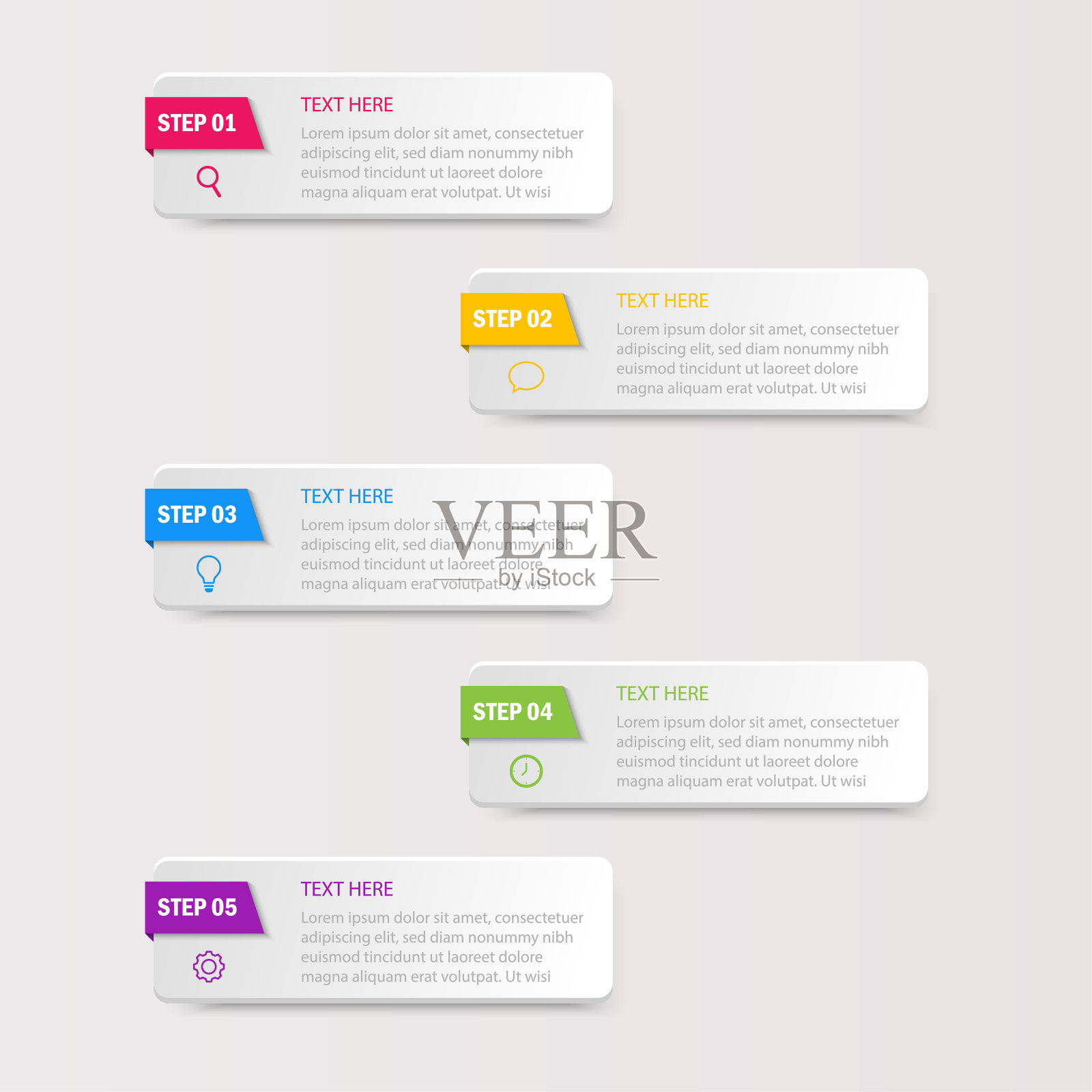 业务信息图模板。数字5个步骤孤立在白色背景。说明向量。插画图片素材