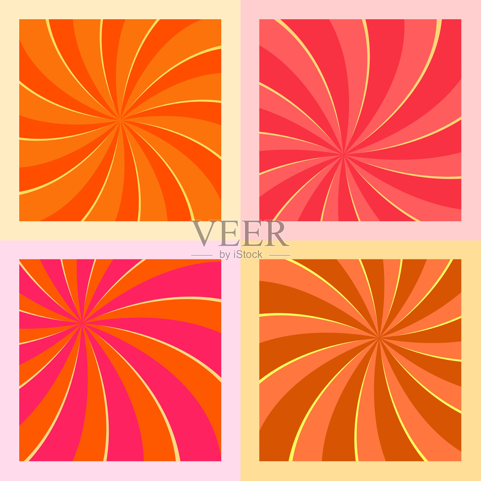 向量:集合光线漩涡径向星爆太阳爆抽象背景插图平面设计概念插画图片素材