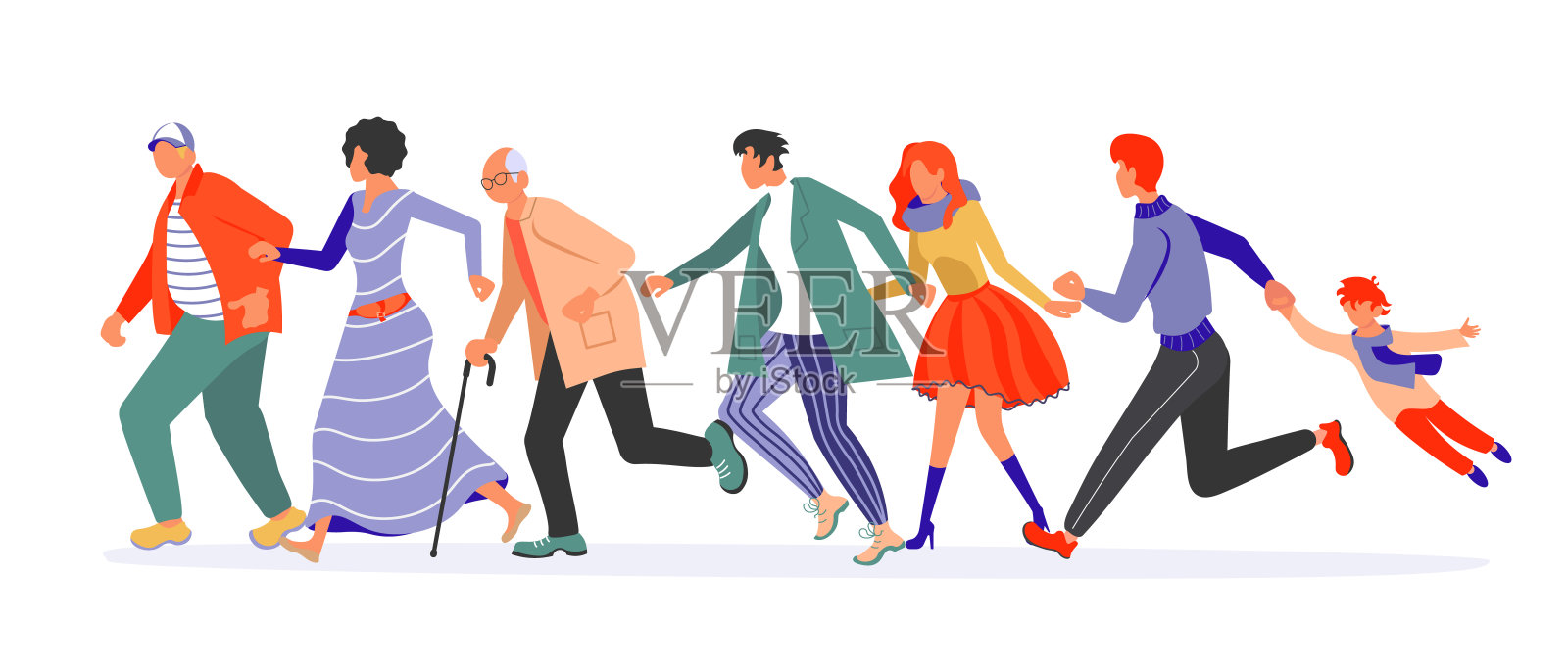 跑步人组bunner插画图片素材