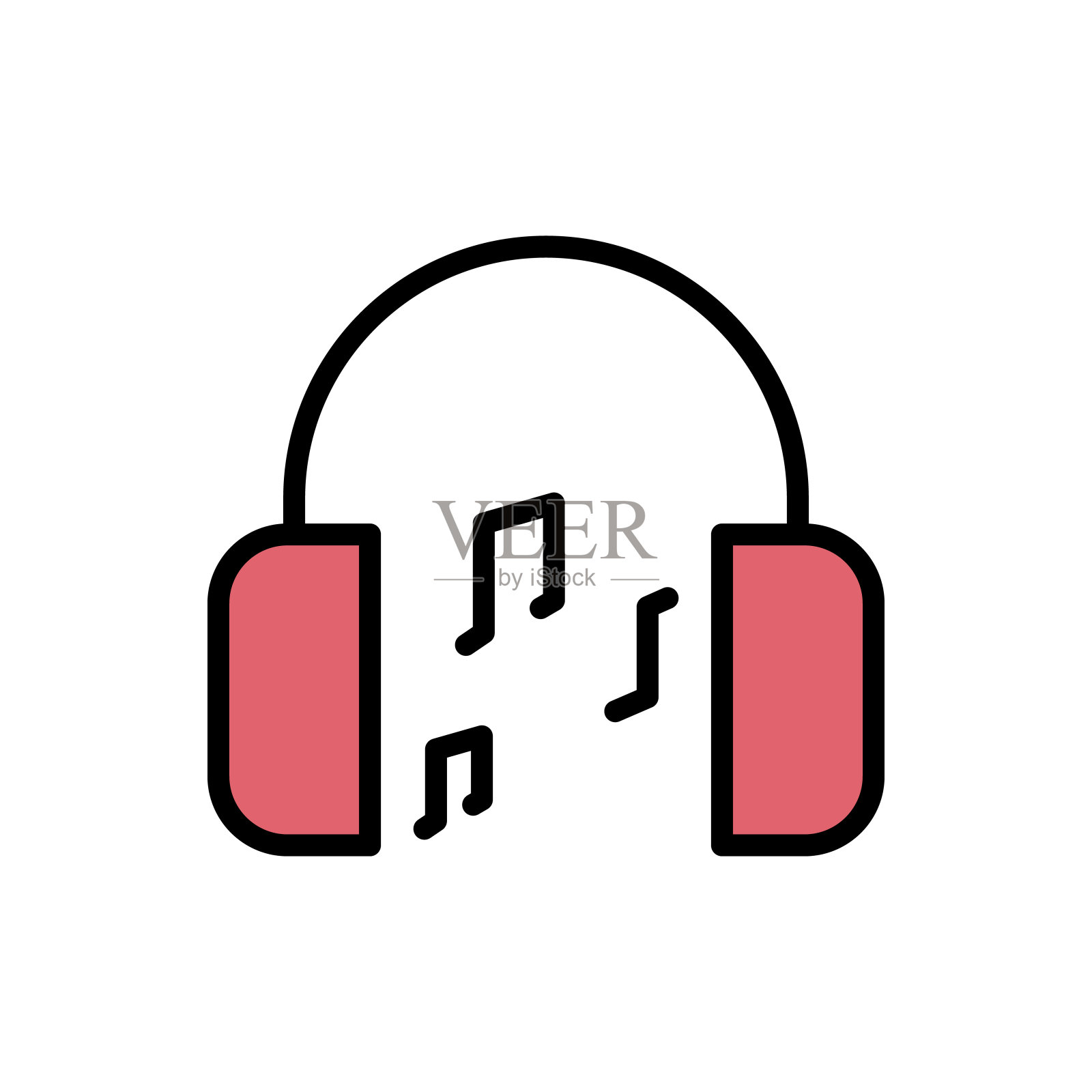 音乐,耳机图标。简单的颜色与轮廓矢量元素的自由时间图标用户界面和用户体验，网站或移动应用程序图标素材