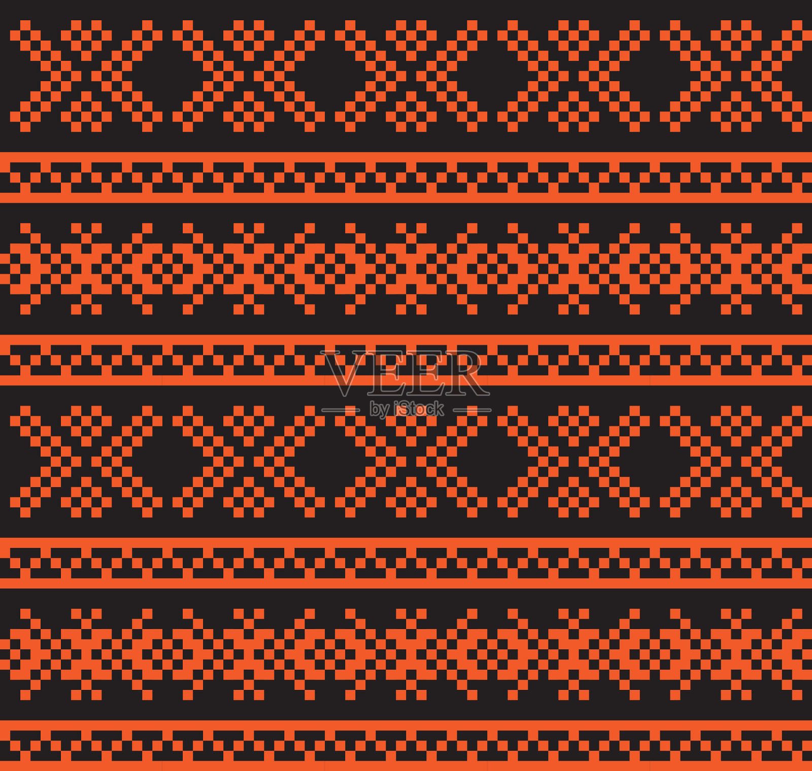 橙色圣诞集市岛无缝图案插画图片素材