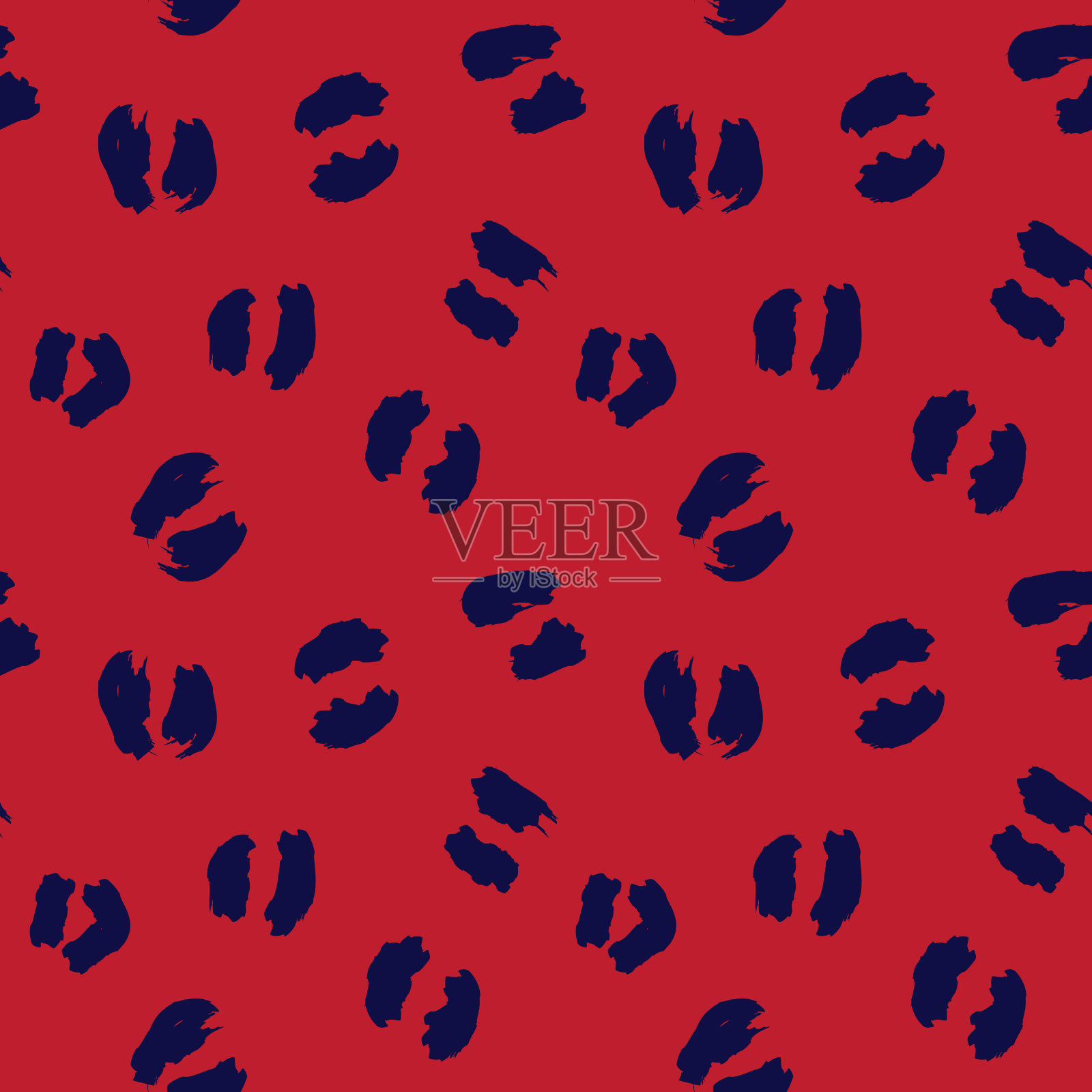 红色海军蓝动物豹无缝图案插画图片素材