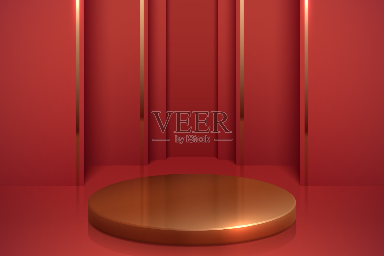 红色背景上的金裙插画图片素材