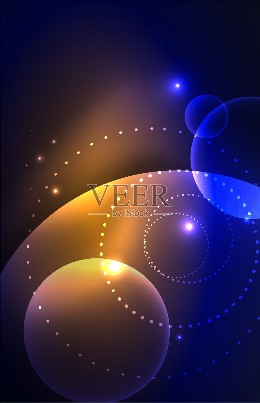 霓虹灯闪闪发光透明发光的圆与光插画图片素材