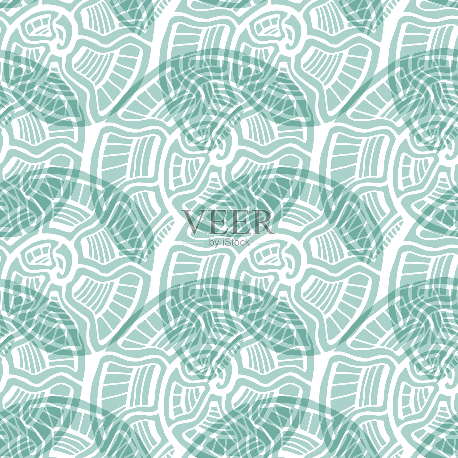 Abstrct无缝模式。柔和的蓝绿色航海背景。纺织设计的螺旋图案插画图片素材