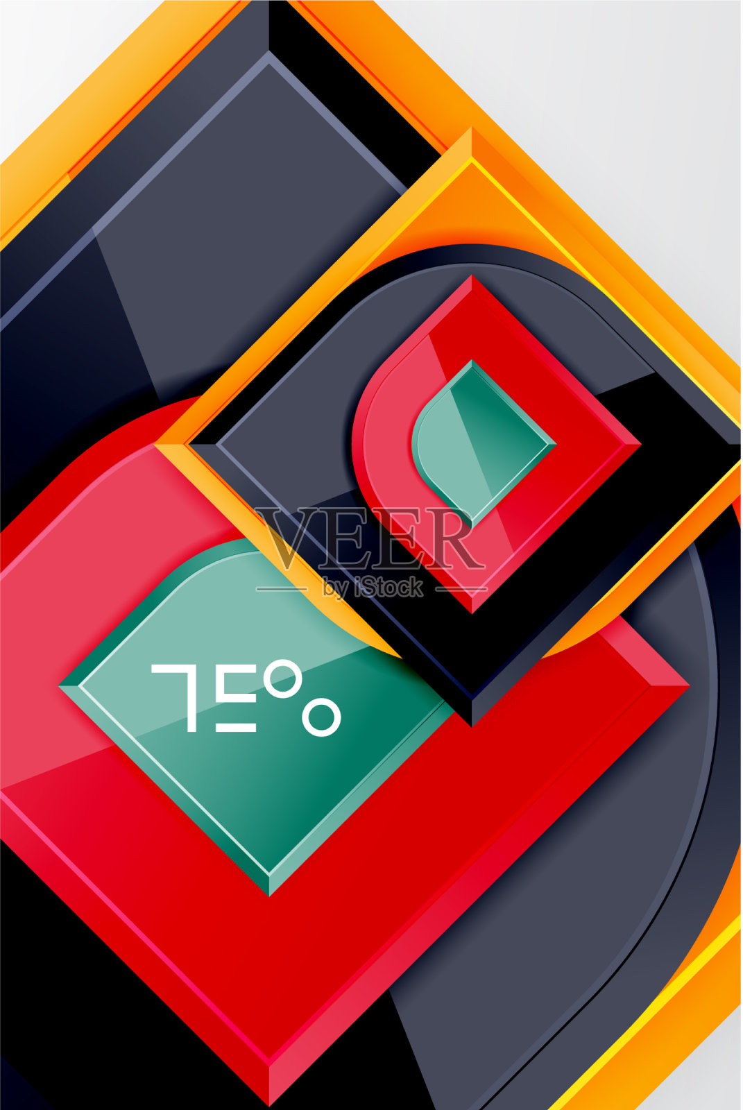 光滑的玻璃方块与圆形元素几何插画图片素材