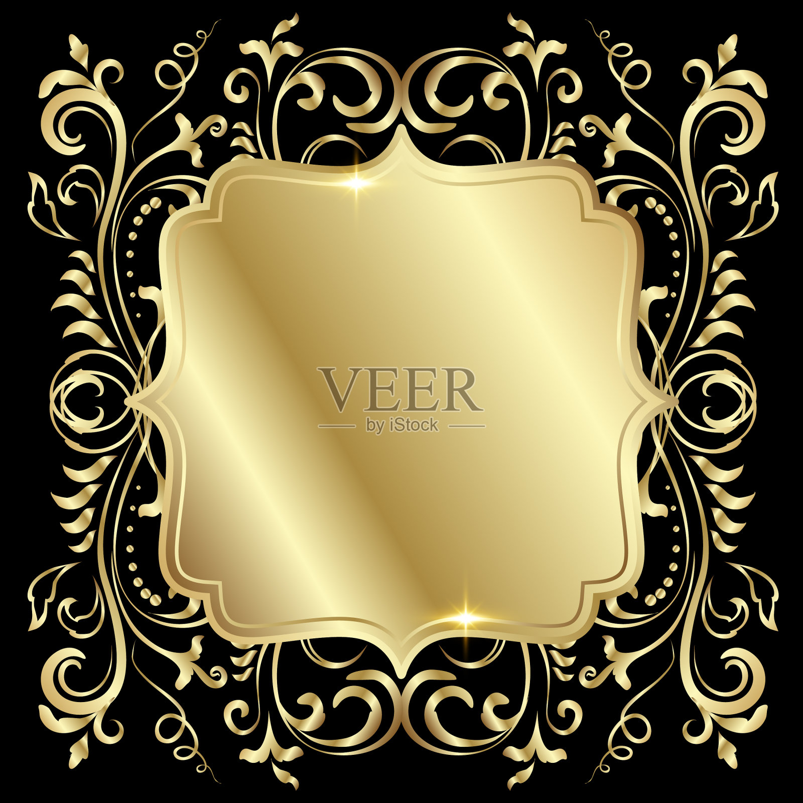 金色闪亮发光华丽的框架孤立起来插画图片素材