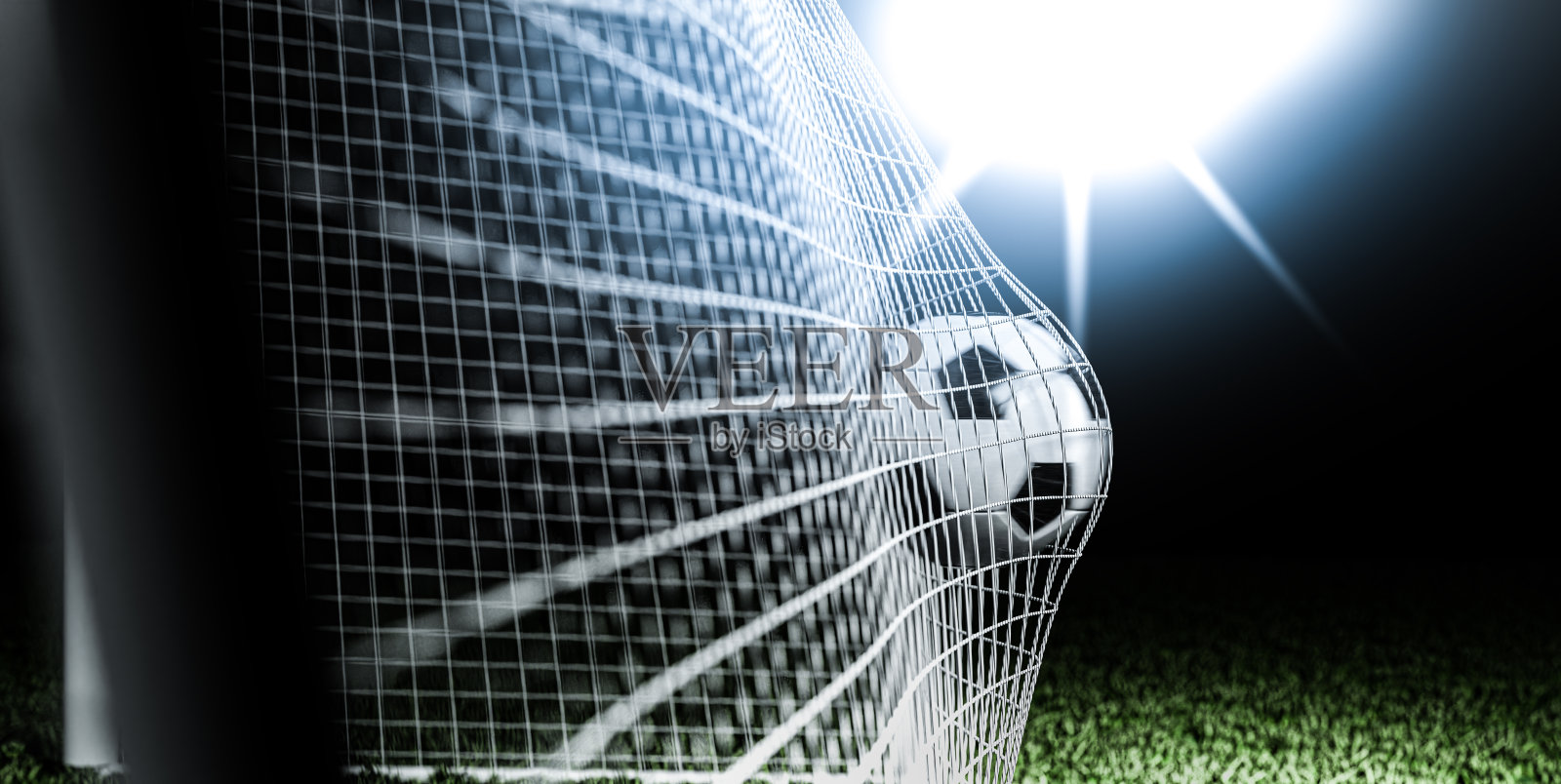 足球的球门-足球在网中照片摄影图片