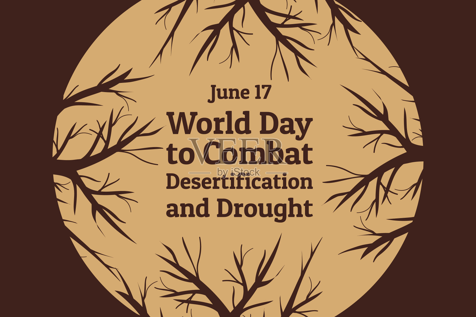 世界防治荒漠化日和插画图片素材