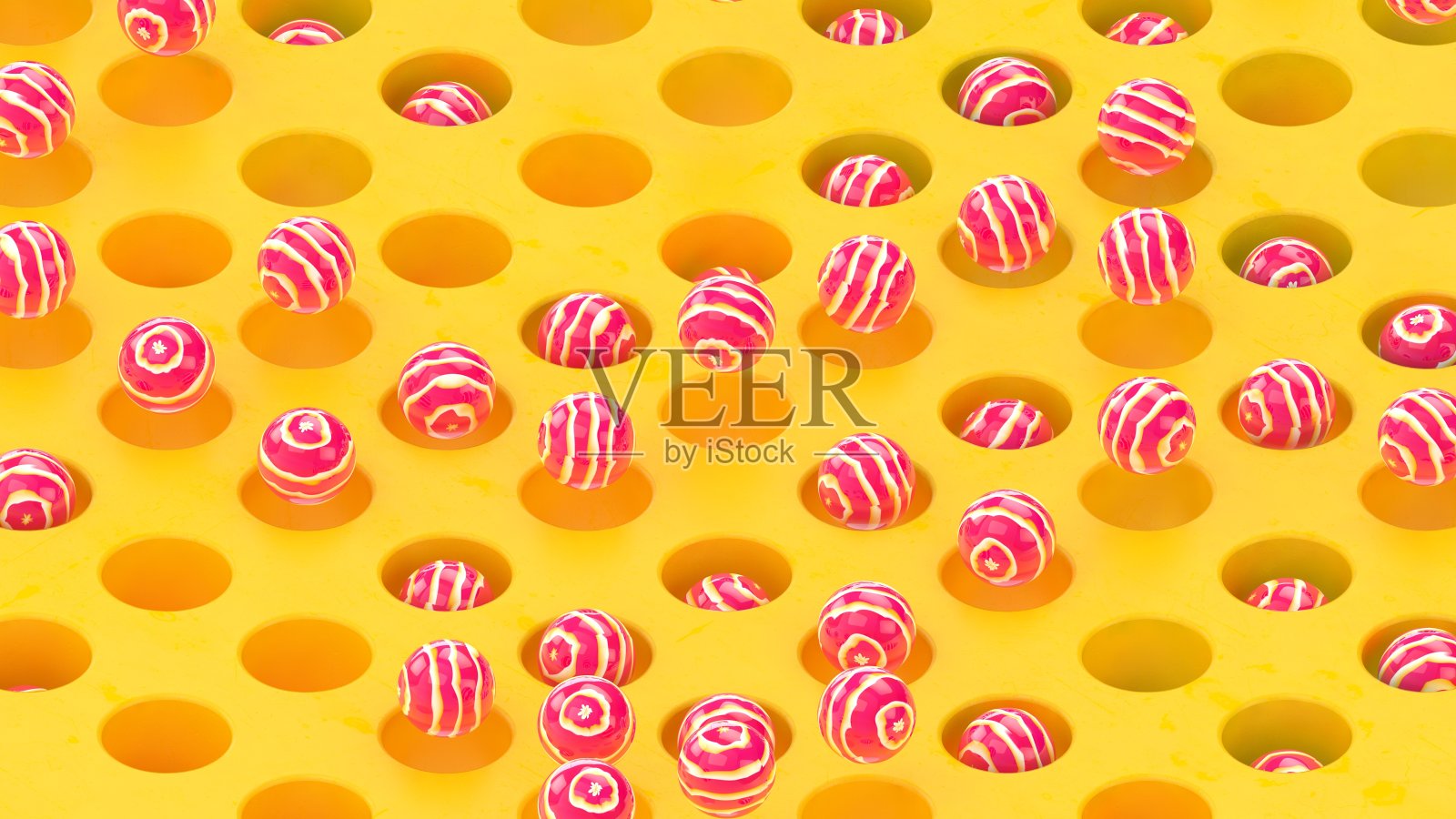 时尚的糖果抽象背景。3d插图粉色和黄色的颜色照片摄影图片