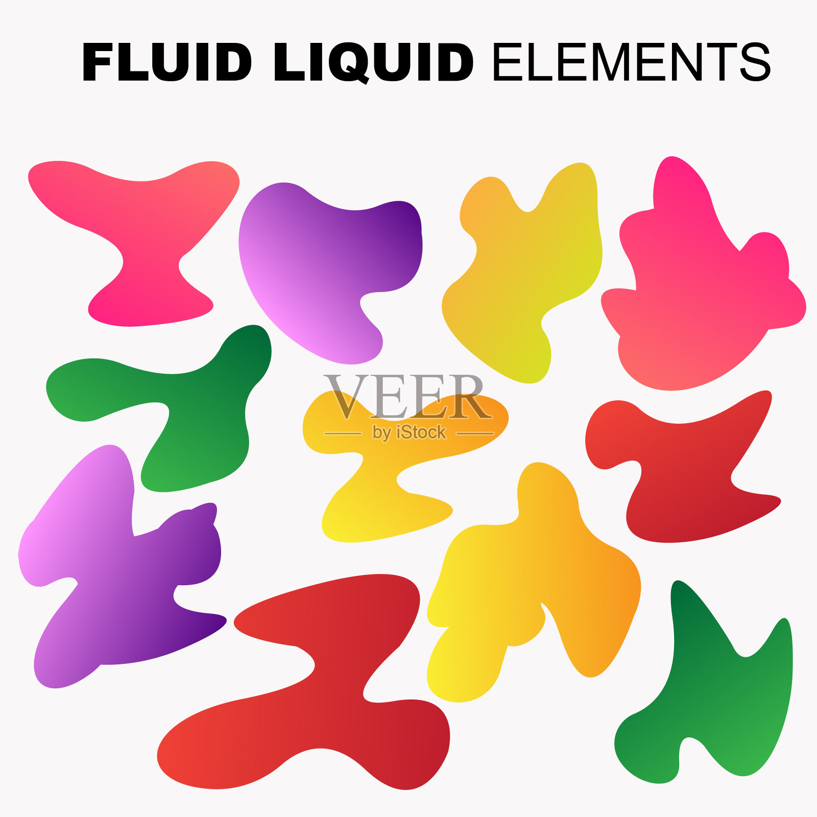 流体形状矢量集。渐变液体与霓虹灯的颜色，项目的设计标志，传单，persentation，礼品卡，海报在墙上，着陆页，封面，横幅，社交媒体张贴插画图片素材