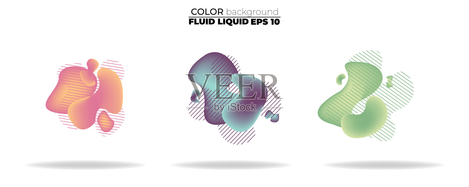 流体形状矢量集。渐变液体与霓虹灯的颜色，项目的设计标志，传单，persentation，礼品卡，海报在墙上，着陆页，封面，横幅，社交媒体张贴插画图片素材