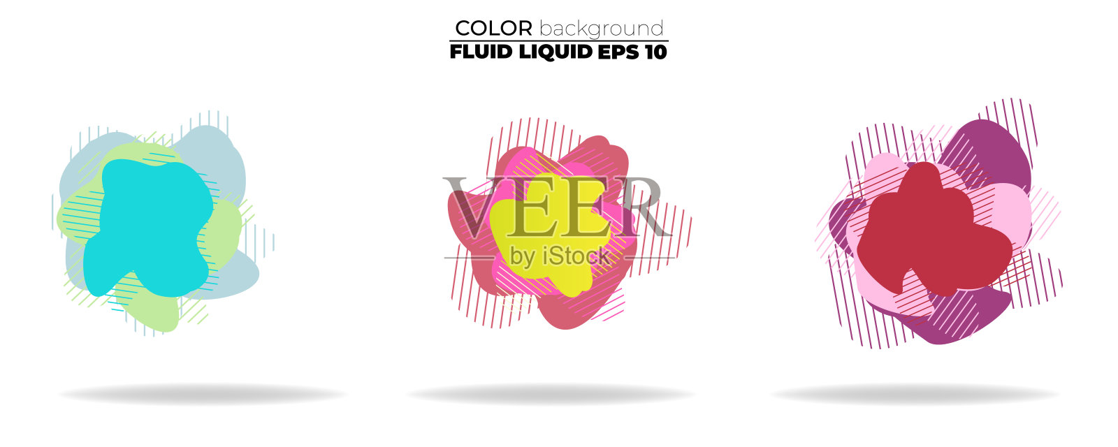 流体形状矢量集。渐变液体与霓虹灯的颜色，项目的设计标志，传单，persentation，礼品卡，海报在墙上，着陆页，封面，横幅，社交媒体张贴设计模板素材