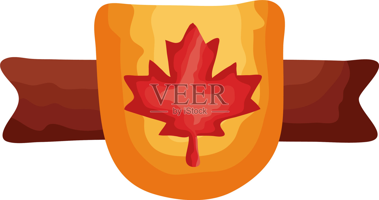 盾牌与枫叶加拿大平风格设计元素图片