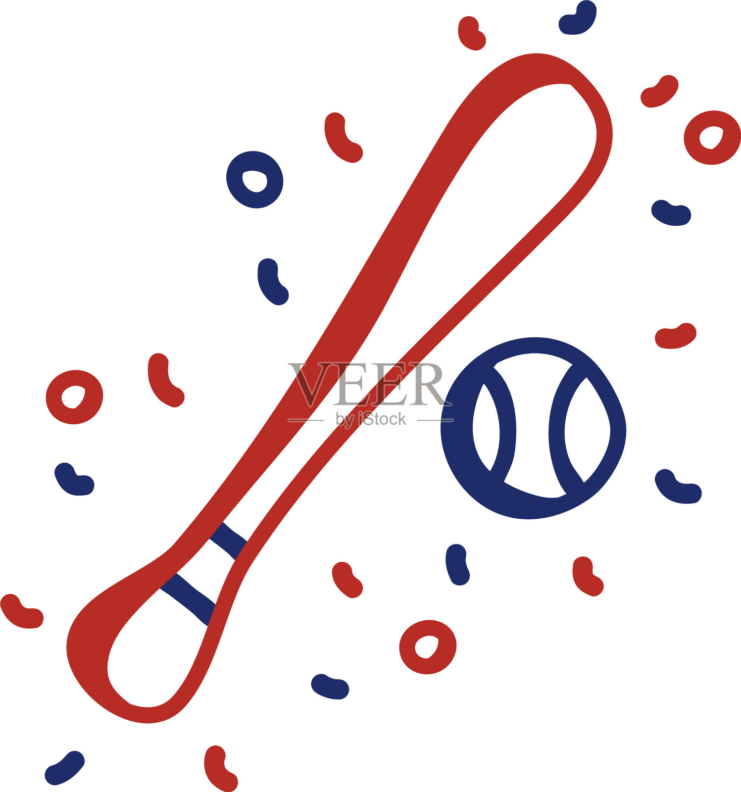 具有球类运动线条风格的棒球棒插画图片素材