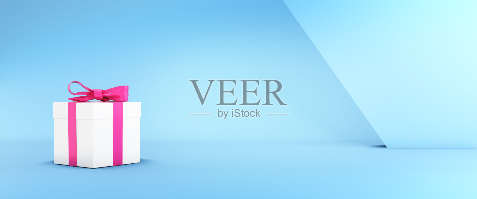 带丝带的礼品盒。圣诞节或生日礼物的装饰包装。复制空间模板。3 d渲染。照片摄影图片