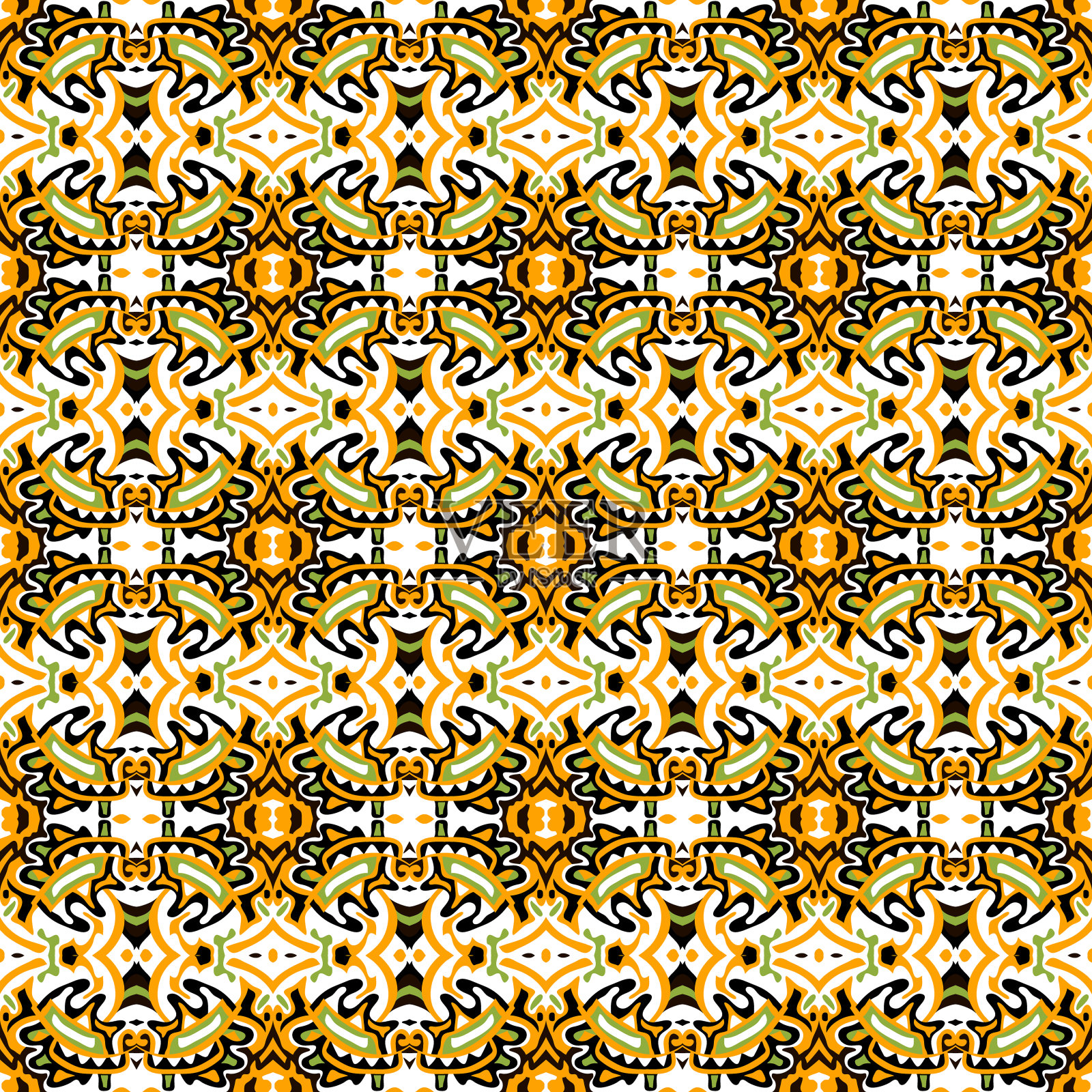 色彩抽象民族无缝图案涂鸦风格与城市现代风格元素鲜明品质插画为您的设计插画图片素材