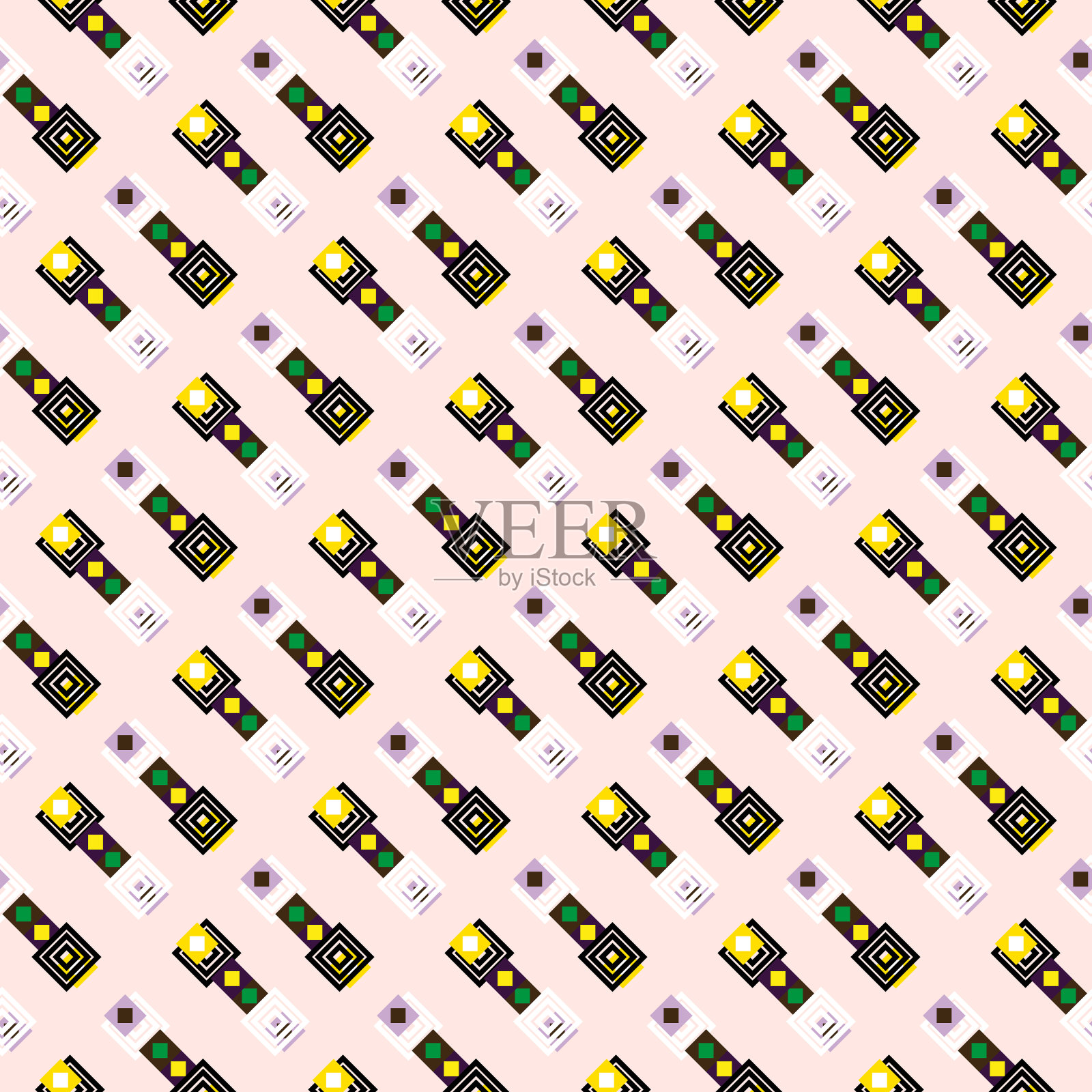 色彩抽象民族无缝图案涂鸦风格与城市现代风格元素鲜明品质插画为您的设计插画图片素材