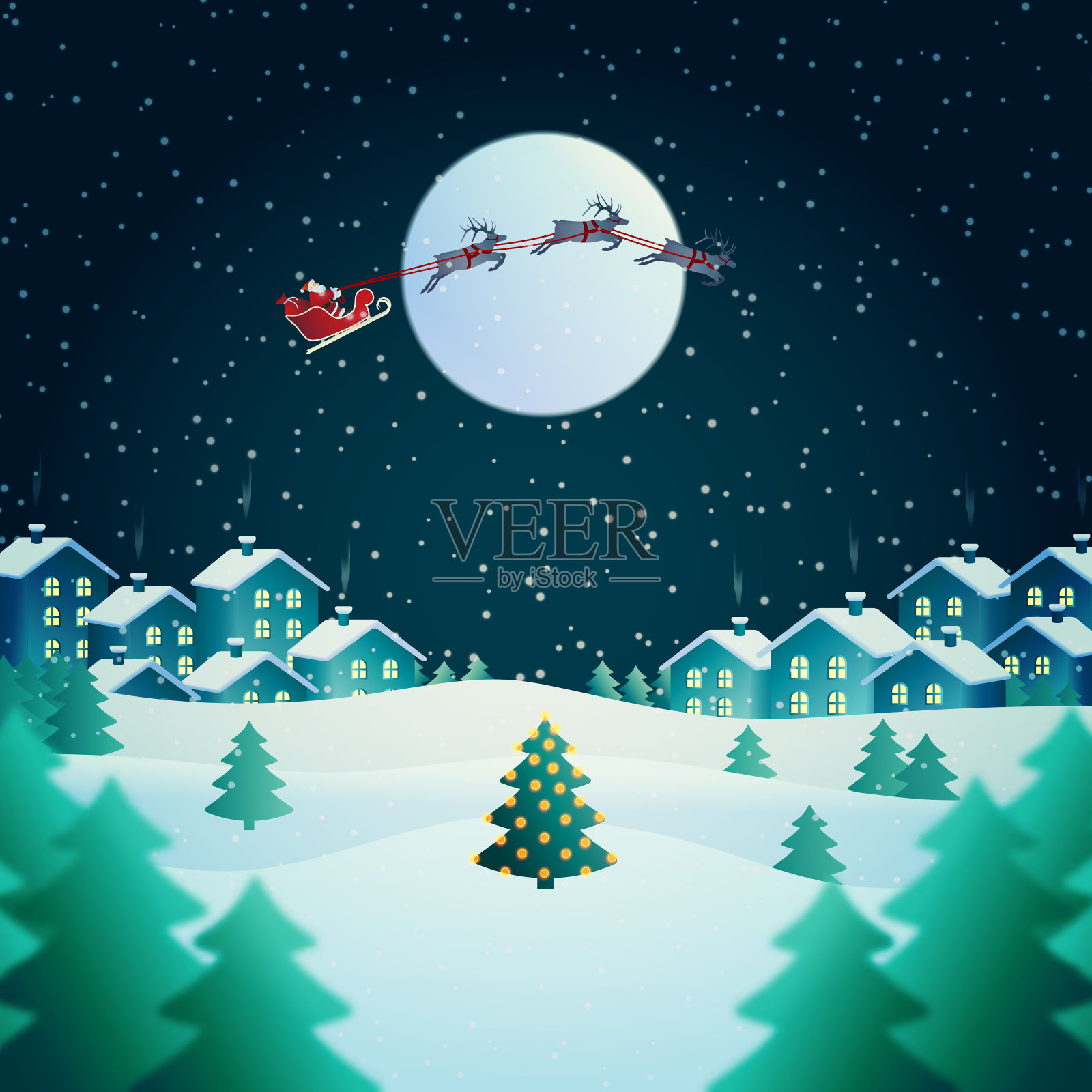 圣诞贺卡快乐。插画图片素材