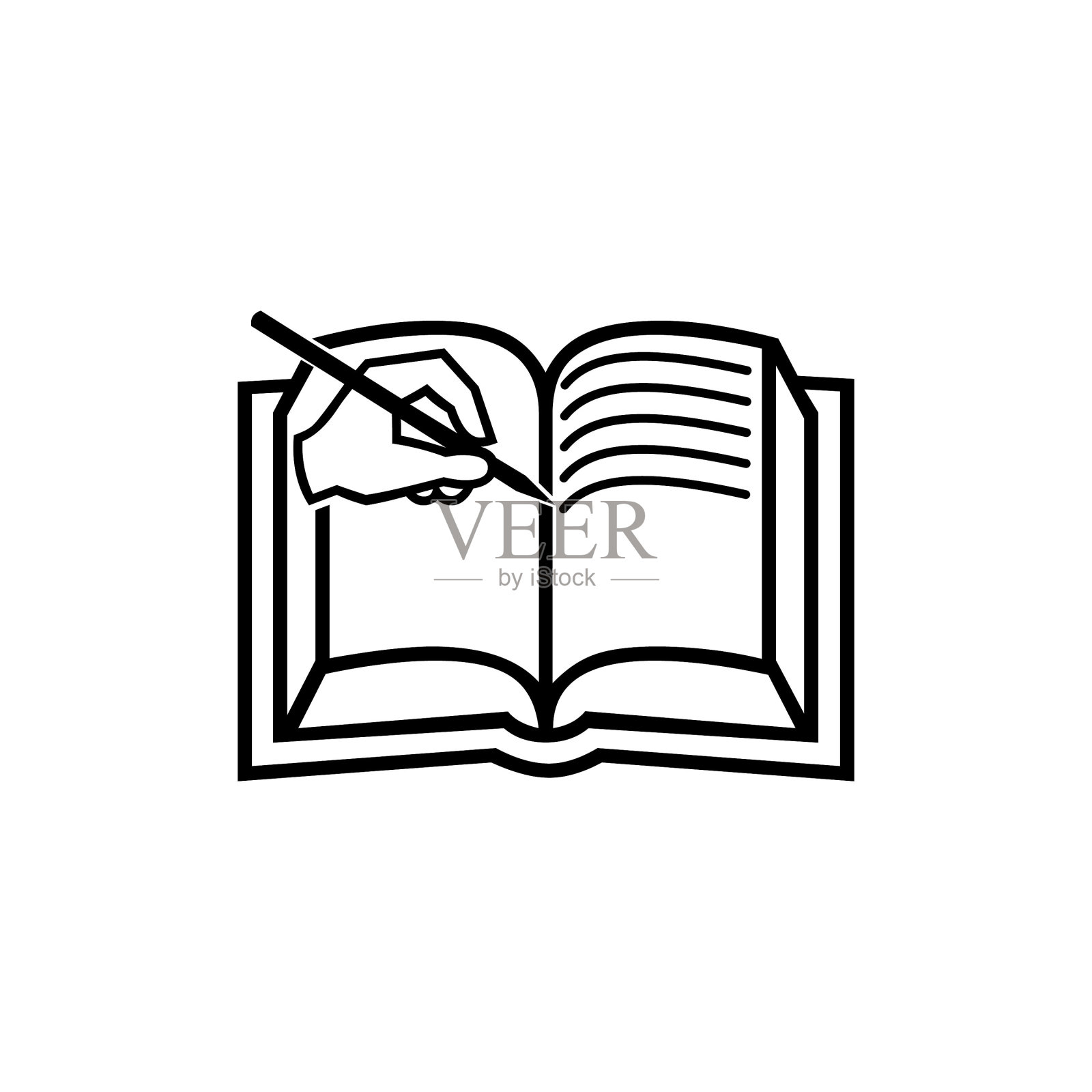 写在笔记本上的标志插画图片素材