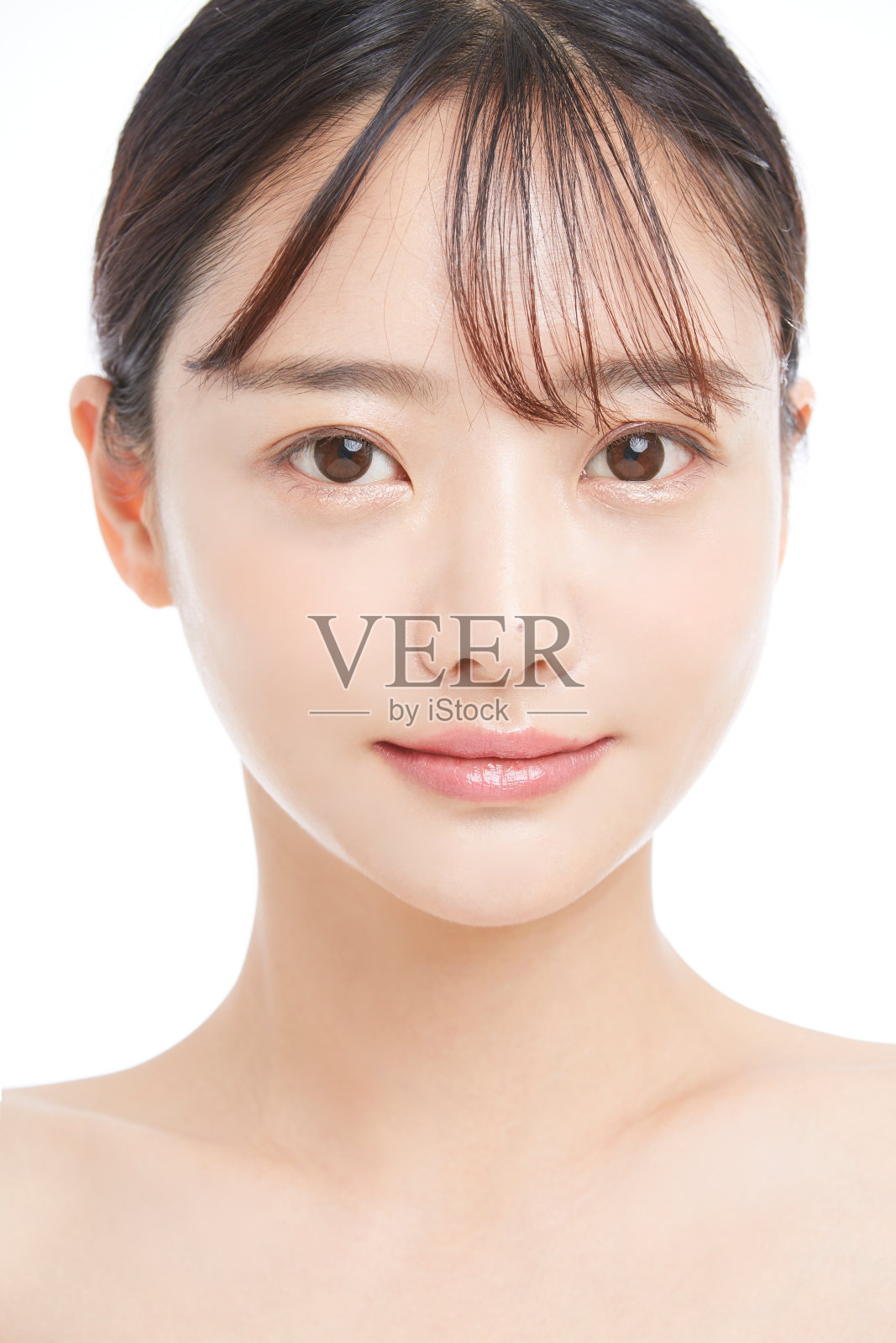 美丽的肖像年轻的亚洲女人在白色的背景照片摄影图片