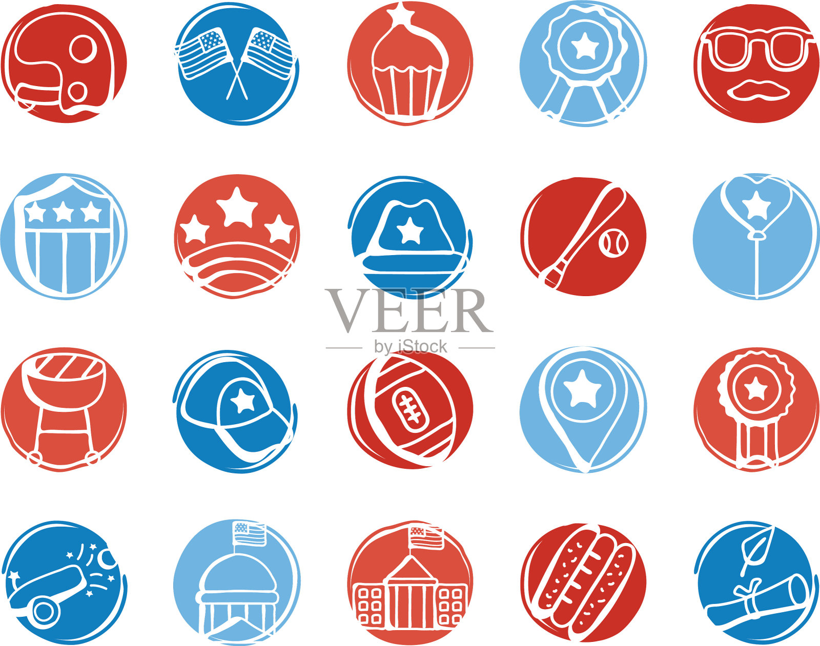 捆绑美国设置图标插画图片素材