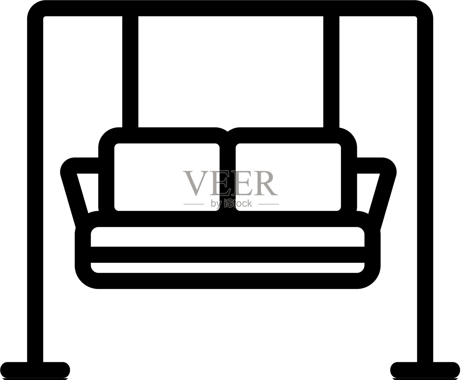 挂沙发与枕头图标轮廓图标素材