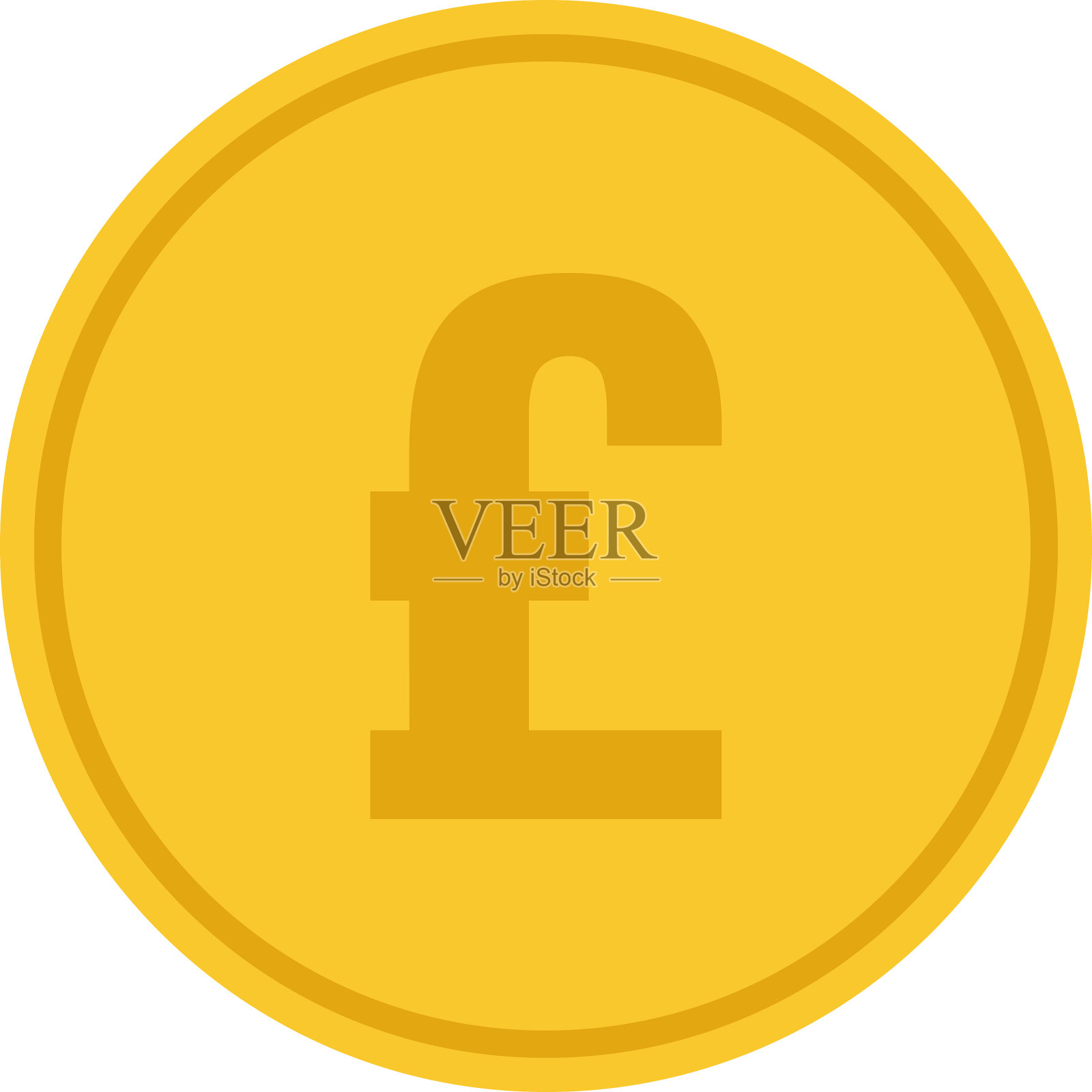 磅圆形黄硬币平式插画图片素材