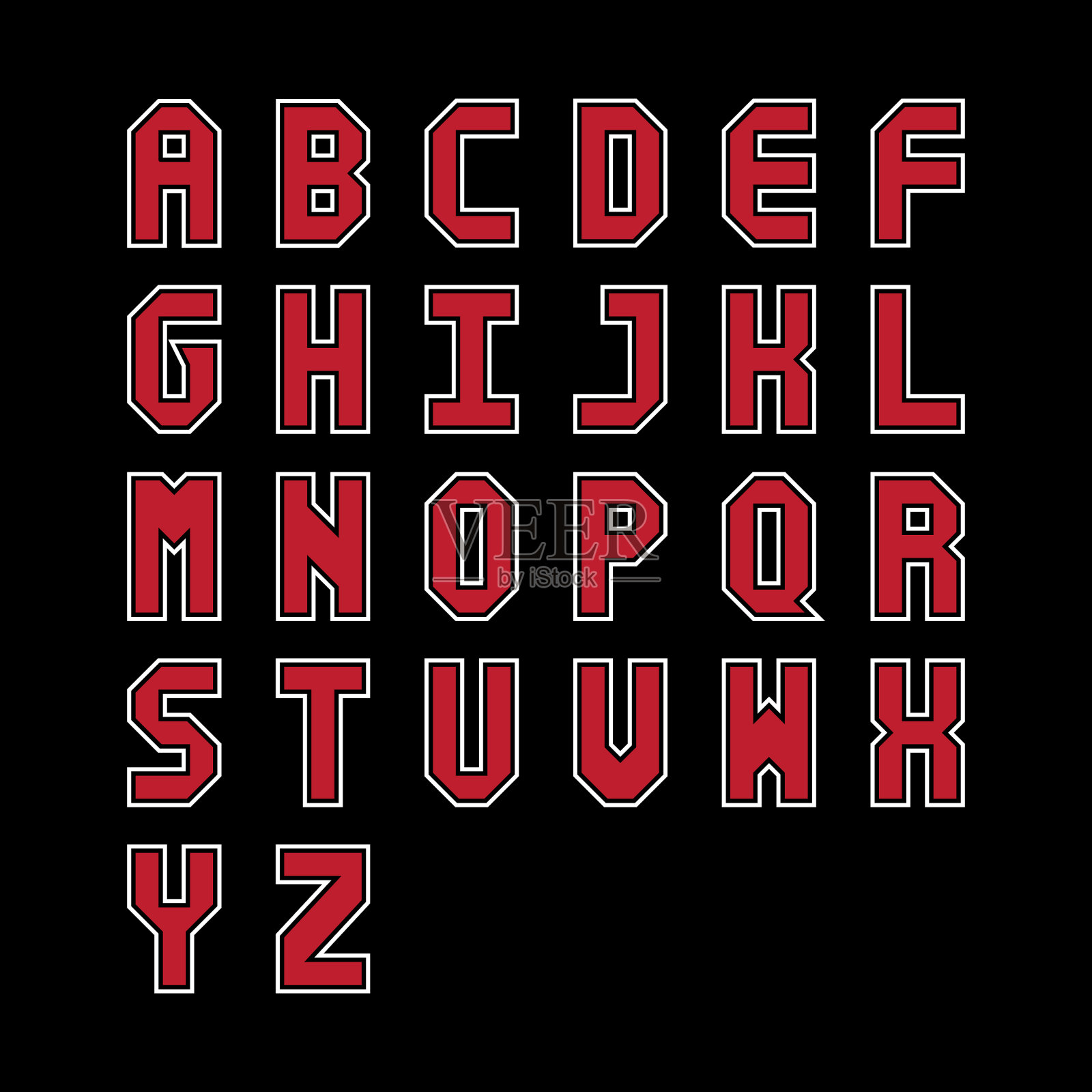 红色和白色字母在黑色的背景插画图片素材