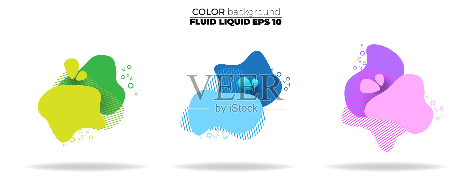 流体形状矢量集。梯度液体与霓虹灯颜色，项目的设计，传单，persentation，礼品卡，海报在墙上，着陆页，封面，横幅，社交媒体张贴设计模板素材