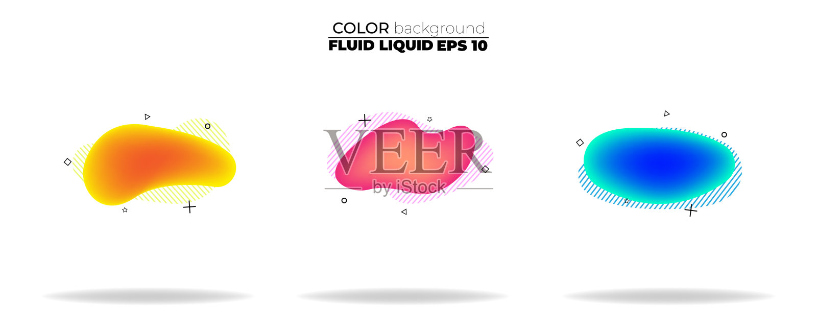 流体形状矢量集。梯度液体与霓虹灯颜色，项目的设计，传单，persentation，礼品卡，海报在墙上，着陆页，封面，横幅，社交媒体张贴设计模板素材