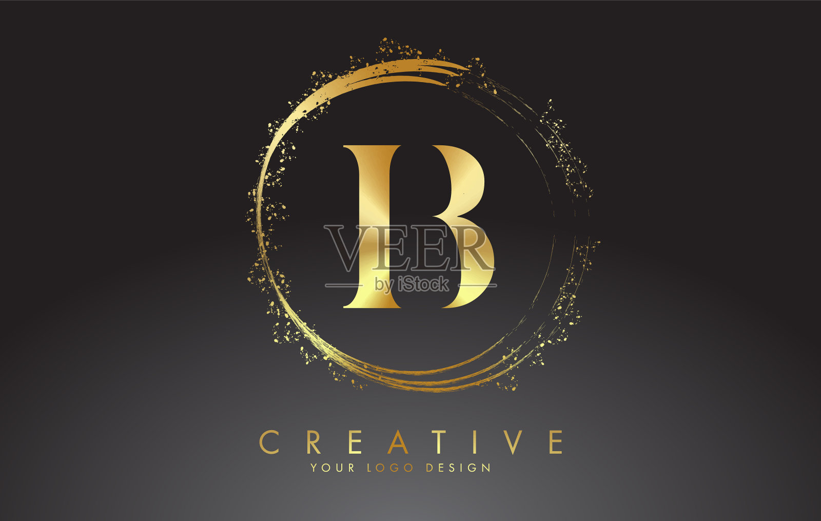 B金字标志上镶着金光闪闪的金环插画图片素材