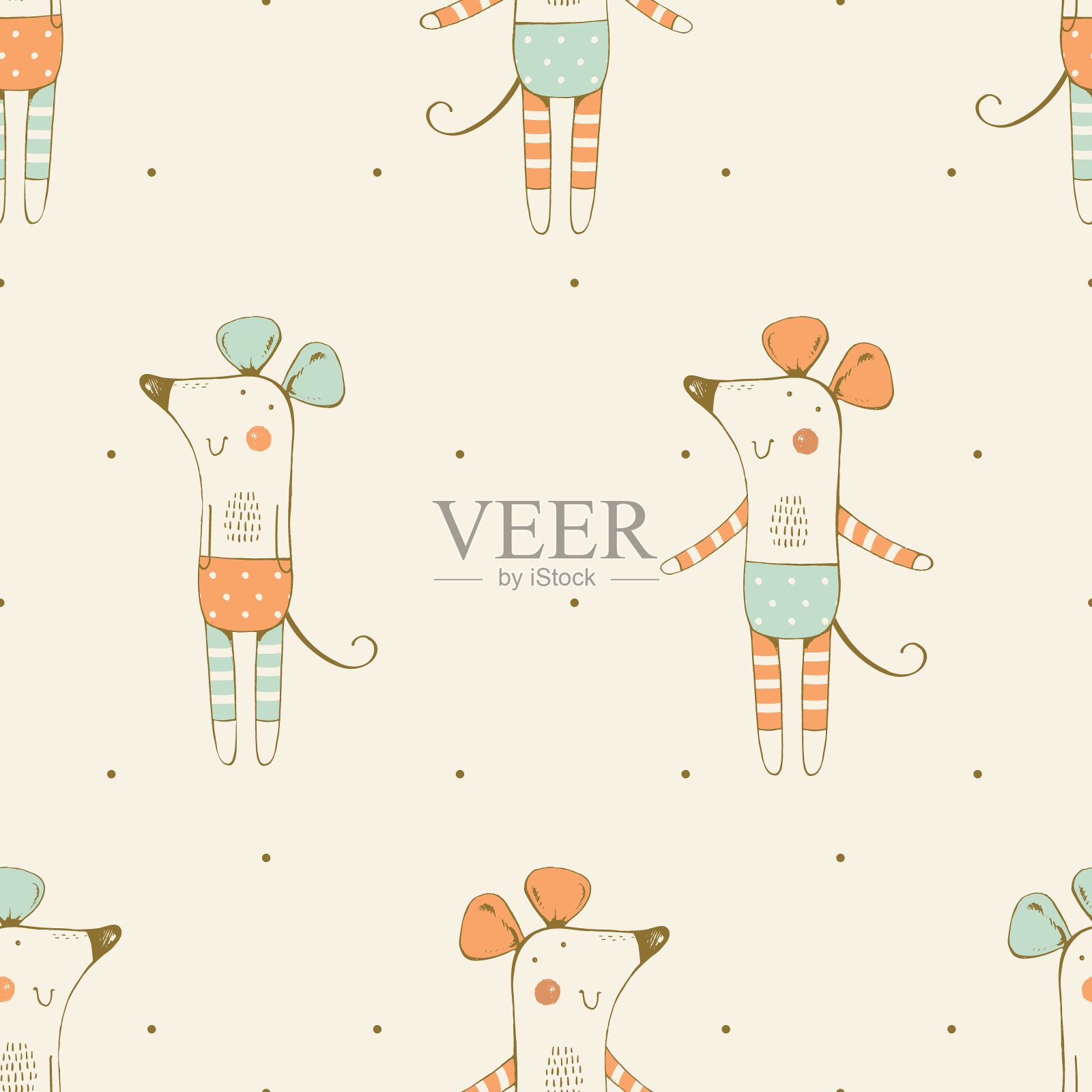 图案与可爱的鼠标插画图片素材