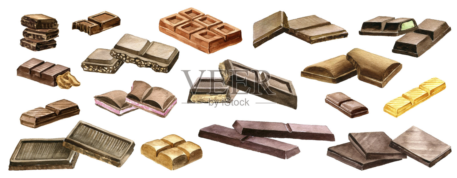 水彩绘画巧克力插画图片素材